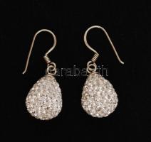 Csepp alakú függővel díszített fülbevalópár ezüst(Ag) akasztóval, jelzett(925), br: 4 g