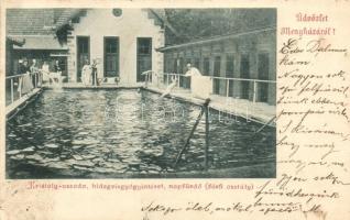 Menyháza, Moneasa; Kristály uszoda, hidegvízgyógyintézet, napfürdő, férfiosztály / swimming pool, cold water spa, man's divison  (EK)