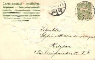 Easter putto, floral Emb. litho