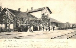 Daruvár, vasútállomás, kiadja Popovic és Sever / railway station