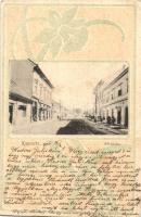 Kaposvár, Fő utca; szecessziós mozaiklap, kiadja Gerő Zsigmond / Art Nouveau floral (Rb)