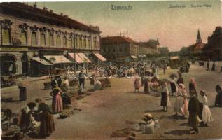 Temesvár, Timisoara; Scudier tér, piac, Rosner Menyhért üzlete / square, market, shop (r)