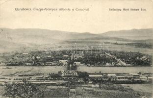 Gurahonc, Gurahont; vasútállomás, korzó, Goldenberg Manó felvétele / railway station, corso (kis szakadás / small tear)