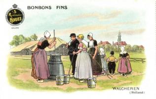 Walcheren, Bonbons fins, S. Rademaker Hopjes, Holland  / Dutch candy advertisement, folkore, litho