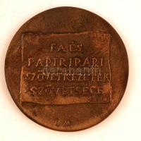Borsos Miklós(1906-1990) : Fa és papíripari Szövetkezetek Szövetsége, bronz plakett, jelzett, d:8cm ...