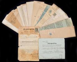 cca 1863-1924 22 db hivatalos irat, szerződés, többségében illetékbélyeggel