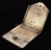 XIX: sz. vége. geometrikus, és virágmintákkal díszített ezüst gyufatartó szelence / Silver match hol...