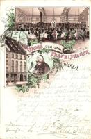 1894 (Vorläufer!) München, Gasthaus zum Franziskaner; Verlag Karl Stücker's Kunstanstalt 'Gruss aus' litho (EB)