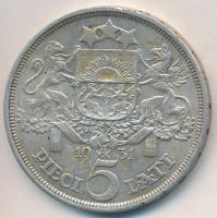 Lettország 1931. 5L Ag T:2- Latvia 1931. 5 Lati Ag C:VF