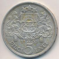 Lettország 1931. 5L Ag T:2-
Latvia 1931. 5 Lati Ag C:VF