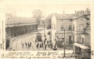 Budapest IV. Újpest, Villamos vasúti állomás, kiadja Schön Bernát (vágott / cut)