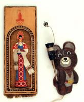 Misa maci lámpa , hiányos, nem kipróbált állapotban+ emlék falikép a Moszkvai Olimpiáról