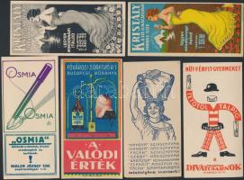 10 db régi vegyes számolócédula(Osmia, Fővárosi Sörfőző R.T., Hangya, Magyar Divatcsarnok, Kristály víz, Herz szalámi, Dreher, stb.), közte néhány lithóval