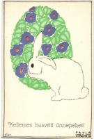 Kellemes húsvéti ünnepeket! / Easter, rabbit, egg, art postcard, s: Paula Strenitz (EK)