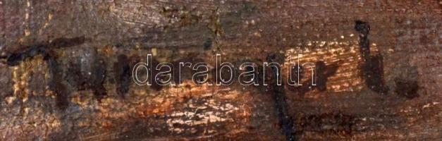 Turmayer Sándor (1879-1953):  Utca részlet. Olaj, vászon- karton, javított, jelzett, 42×44 cm