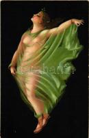 Die Nacht Pompeji / Erotic nude art postcard, litho