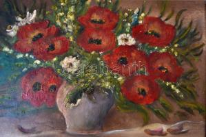 Thormáné jelzéssel: Virágcsendélet. Olaj, vászon, jelzett, keretben, 58×74 cm