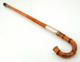 Bambusz  sétabot, hosszú tőrrel, gumi véggel, jó állapotban, h:101 cm