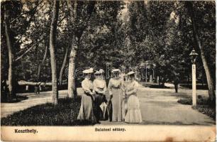 6 db RÉGI magyar városképes lap vegyes minőségben; Balatonaliga, Keszthely, Balatonberény, Badacsony...