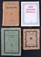 Vegyes könyvtétel, 4db:  Voltaire: A vadember, Molnár Ferenc: Rabok, Gárdonyi Géza: Láthatatlan ember, Szép magyar novella. Viseltes állapotban