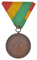 1949. "Magyar Szabadságharcos Szövetség / Népért-Szabadságért-Függetlenségért" Br céllövő verseny díjérem mellszalagon. Szign.: Fonyó (40mm) T:2,2- ragasztónyom