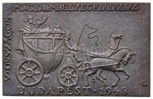 Cziglényi Ádám (1909-1998) 1948. "V. Országos Magyar Bélyegkiállítás Budapest 1948" Br plakett eredeti tokban (60x94mm) T:2