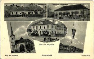 Tardoskedd, Tvrdosovce; Községháza, Országzászló, Fogyasztási szövetkezet, Római katolikus templom és leány iskola / town hall, Hungarian flag, church, school, shop (EB)