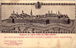 Győr, vár és város 1792 és 1809 között, segélylap a Pálffy és Schwarzenberger szobor felállítására (EB)