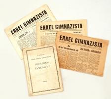 1962 A Gyulai Erkel Ferenc Gimnázium jubileumi évkönyve + az Erkel Gimnazista (a gimnázium KISZ szervezetének híradója) 3 db száma, köze első évf. első száma