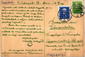 1938 Visegrád, Kálvária templom, háttérben várromok, ragasztott photo (b)