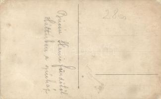 1916 Szlanikfürdő, Slanic-Moldova; Távozó K.u.K. katonazenekar, a háttérben a színház épülete / Aust...