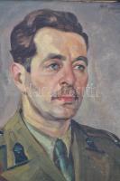 Olvashatatlan jelzéssel: Szovjet tiszt portréja. Olaj, vászon, fa keretben, 40x28 cm