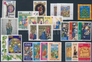 Karácsony motívum 1993-1997 23 klf bélyeg, közte sorok, Christmas 1993-1997 23 diff stamps with sets