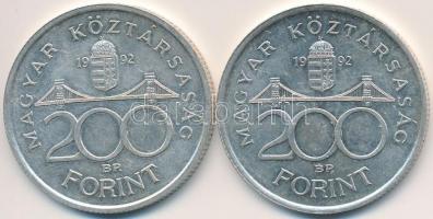 1992. 200Ft Ag "MNB" (2x) T:2,2-