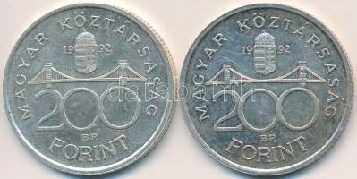 1992. 200Ft Ag "MNB" (2x) T:2,2-