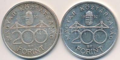 1992. 200Ft Ag "MNB" (2x) T:2,2-