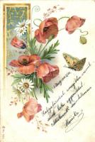 Floral litho greeting card