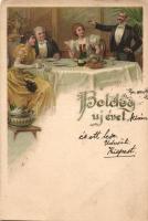 11 db RÉGI motívumlap, Újévi üdvözlőlapok, több érdekes litho lappal, vegyes minőség / 11 old motive...