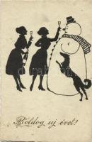 10 db RÉGI motívum képeslap, sziluettek 1 db Rolf Winkler lappal, valamint 1 db rézkarc lap, vegyes ...