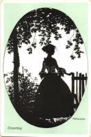 10 db RÉGI motívum képeslap, sziluettek 1 db Rolf Winkler lappal, valamint 1 db rézkarc lap, vegyes ...