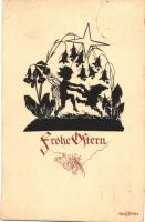 10 db RÉGI motívum képeslap, sziluettek 1 db Rolf Winkler lappal, valamint 1 db rézkarc lap, vegyes ...