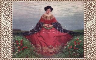 14 db RÉGI motívum képeslap, nagyrészt hölgyek, az M. Munk kiadó lapjai, vegyes minőség / 14 old mot...