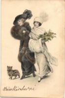 14 db RÉGI motívum képeslap, nagyrészt hölgyek, az M. Munk kiadó lapjai, vegyes minőség / 14 old mot...