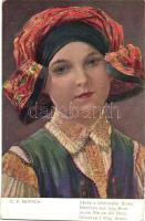 10 db RÉGI motívum képeslap, nagyrészt hölgyek, néhány folklór témájú lappal, Muttich festmények, vegyes minőség / 10 old motive postcards, mainly Ladies with some folklore themed cards, mixed quality, s: Muttich