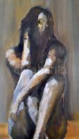 Olvashatatlan jelzéssel: Ülő nő. Olaj, karton, 47×29 cm