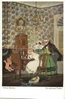 10 db RÉGI motívum képeslap, Helmut Skarbina festményei, humor, vegyes minőség / 10 old motive postcards, graphic cards, humour, mixed quality, s: Helmut Skarbina