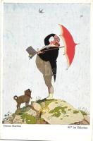 10 db RÉGI motívum képeslap, Helmut Skarbina festményei, humor, vegyes minőség / 10 old motive postc...