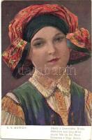 10 db RÉGI motívum képeslap, Helmut Skarbina festményei, humor, vegyes minőség / 10 old motive postc...