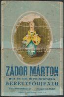 cca 1920 Zádor Márton női és úri divatáruháza, Berettyóújfalú, reklám nyomtatvány kartonra kasírozva, kettőbe törve, 23x15cm