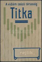 cca 1900 A Vidám teázó társaság titka, kinyitható reklámkártya, belül litho képpel